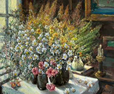Pintura intitulada "Bouquet of wild flo…" por Mark Kremer, Obras de arte originais, Óleo