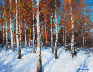 Painting titled "Birches" by Mark Kremer, Original Artwork, Oil