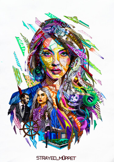 Disegno intitolato "Gigi Hadid" da Mark Kucherov, Opera d'arte originale, Matite colorate