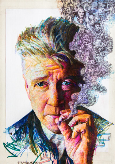 Рисунок под названием "Portrait of David L…" - Mark Kucherov, Подлинное произведение искусства, Цветные карандаши