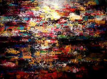 Painting titled "Abstract Horizon Su…" by Markicevic, Original Artwork, Acrylic Mounted on Wood Stretcher frame