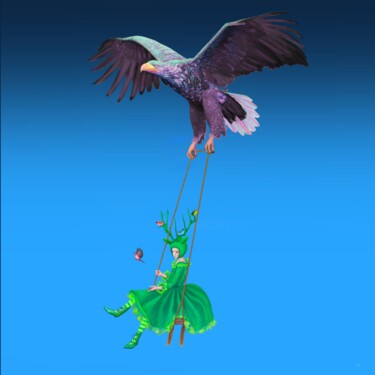 数字艺术 标题为“vliegles” 由Marlies Van Leeuwen, 原创艺术品, 数字油画