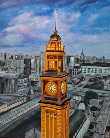 Pintura titulada "Relógio da Estação…" por Marly Genuino, Obra de arte original, Acrílico