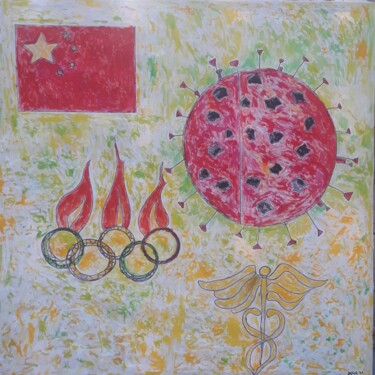 Malerei mit dem Titel "The olympic light" von Marly Joseph Jr Desir, Original-Kunstwerk, Acryl Auf Holzplatte montiert