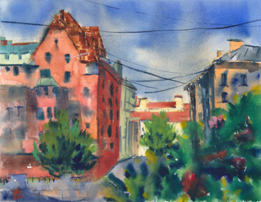 Painting titled "Watercolor landscap…" by Maria Marni, Original Artwork, Watercolor