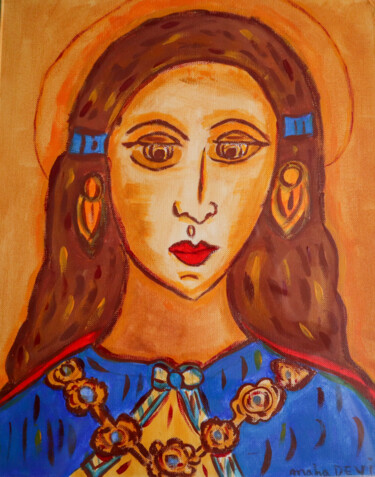 Картина под названием "La Déesse" - Marnie Delblond, Подлинное произведение искусства, Гуашь