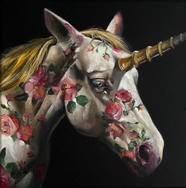 Painting titled "Unicorn" by Marroonet, Original Artwork, Oil