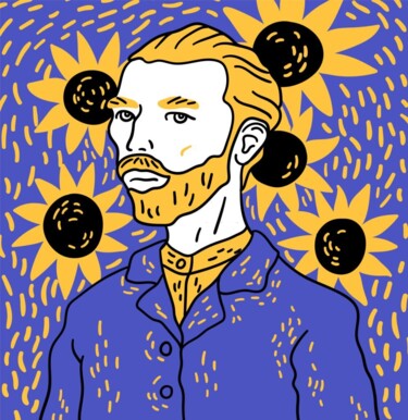 Artes digitais intitulada "Van Gogh Portrait" por Marsha Alyouna, Obras de arte originais, Pintura digital
