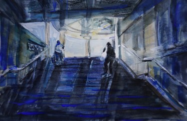 Peinture intitulée "Up to the new bridge" par Maria Simbirkina, Œuvre d'art originale, Aquarelle