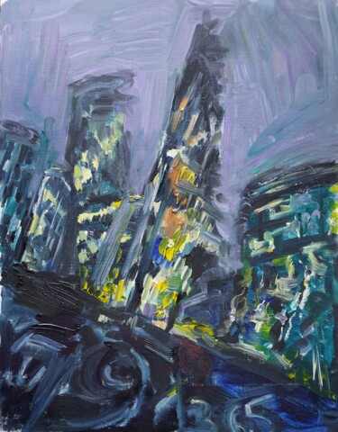 Peinture intitulée "City" par Maria Simbirkina, Œuvre d'art originale, Huile