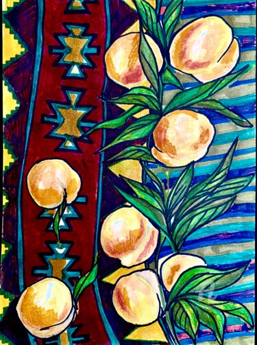 Desenho intitulada "PEACHES ON THE CARP…" por Marta Abdullaeva (ATRAM), Obras de arte originais, Marcador