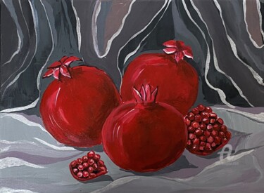 Malerei mit dem Titel "50 shades of pomegr…" von Marta Abdullaeva (ATRAM), Original-Kunstwerk, Acryl Auf Keilrahmen aus Holz…