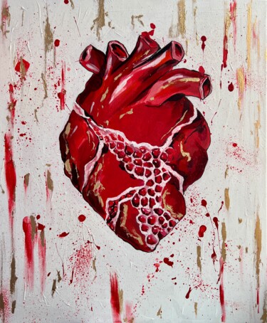 Malerei mit dem Titel "Pomegranate heart" von Marta Abdullaeva (ATRAM), Original-Kunstwerk, Acryl