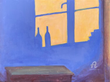 Malerei mit dem Titel ""Blue wine"" von Marta Leim, Original-Kunstwerk, Acryl Auf Keilrahmen aus Holz montiert