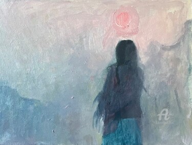 Ζωγραφική με τίτλο ""Reflections (Sunri…" από Marta Leim, Αυθεντικά έργα τέχνης, Ακρυλικό Τοποθετήθηκε στο Ξύλινο φορείο σκε…