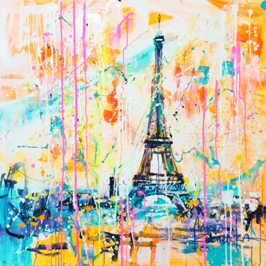 Schilderij getiteld "Paris" door Marta Zawadzka, Origineel Kunstwerk, Acryl Gemonteerd op Frame voor houten brancard