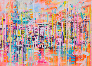 Картина под названием "Nice Harbour" - Marta Zawadzka, Подлинное произведение искусства, Акрил Установлен на Деревянная рама…