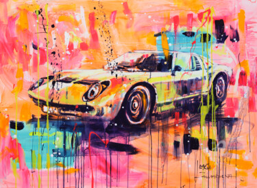 Painting titled "Lamborghini miura" by Marta Zawadzka, Original Artwork, Acrylic Mounted on Wood Stretcher frame