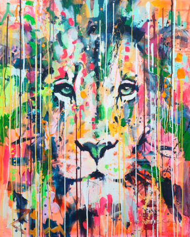 Painting titled "Courage" by Marta Zawadzka, Original Artwork, Acrylic Mounted on Wood Stretcher frame