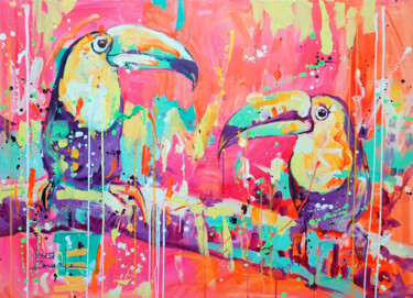 Картина под названием "Pink Happiness" - Marta Zawadzka, Подлинное произведение искусства, Акрил Установлен на Деревянная ра…