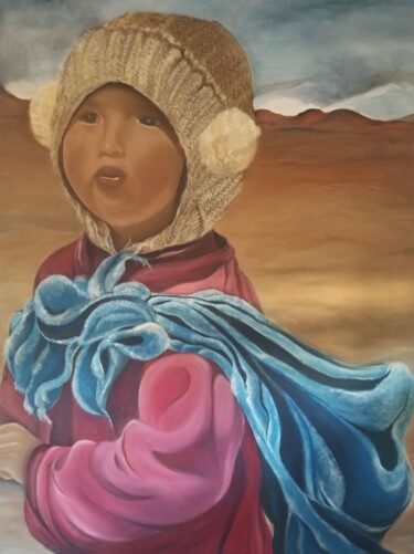 Malerei mit dem Titel "pastorcita peruana" von Martha Ariza  Olí, Original-Kunstwerk, Öl