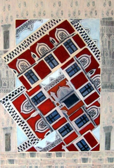 Ζωγραφική με τίτλο "Parle avec ta ville" από Marthe Kalifa, Αυθεντικά έργα τέχνης, Ακρυλικό Τοποθετήθηκε στο Ξύλινο φορείο σ…