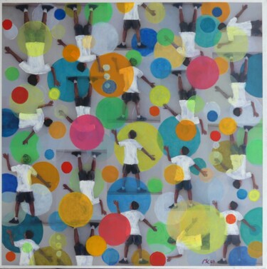Painting titled "Pile ou face - Pile" by Marthe Kalifa, Original Artwork, Acrylic Mounted on Wood Stretcher frame