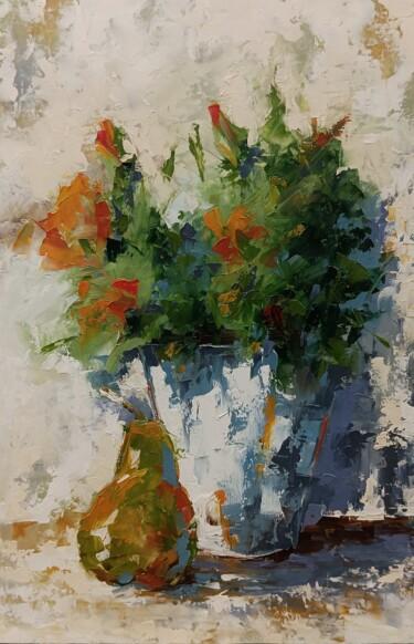 Malerei mit dem Titel "Flowers in vase and…" von Marinko Šarić, Original-Kunstwerk, Öl