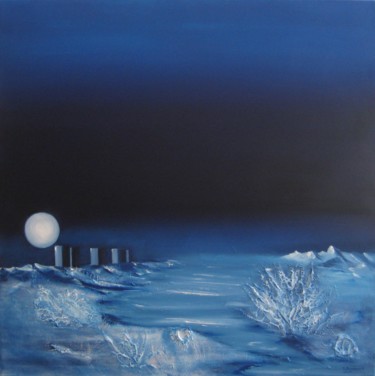 Картина под названием "" Nuit polaire "" - Martial Dumoulin, Подлинное произведение искусства, Масло Установлен на Деревянна…