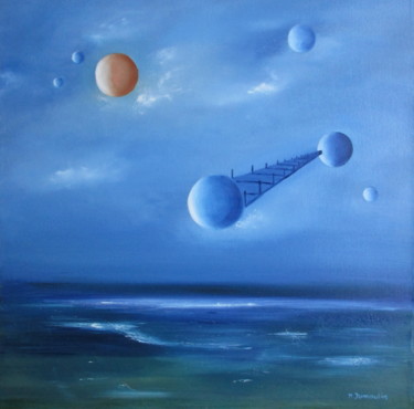 Painting titled "" Grand voyage"" by Martial Dumoulin, Original Artwork, Oil Mounted on Wood Stretcher frame