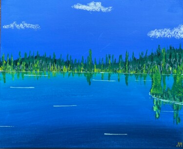 Schilderij getiteld "Bleu lagon" door Martial Molmy, Origineel Kunstwerk, Acryl