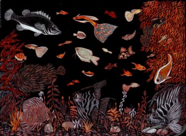 "Fishes 2" başlıklı Tablo Martin Ashkhatoev tarafından, Orijinal sanat, Akrilik