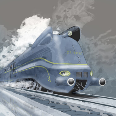 Artes digitais intitulada "Locomotive" por Martin-Freville, Obras de arte originais, Pintura digital