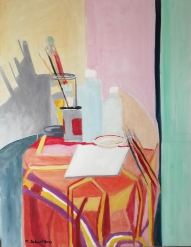 Pintura intitulada "Interieur atelier" por Martin Jobert, Obras de arte originais, Óleo