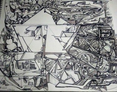 Desenho intitulada "This gets complex" por Martin Mulherin, Obras de arte originais, Tinta