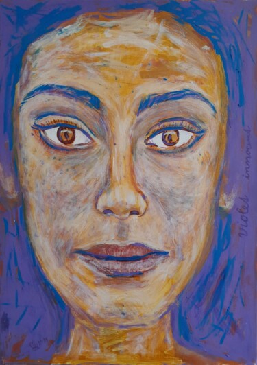 Painting titled "Violet Innocent" by Martin Pollak, Original Artwork, Acrylic Mounted on Wood Stretcher frame