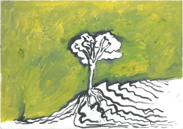 Pintura intitulada "arbre solitaire" por Martin Rupp, Obras de arte originais, Guache