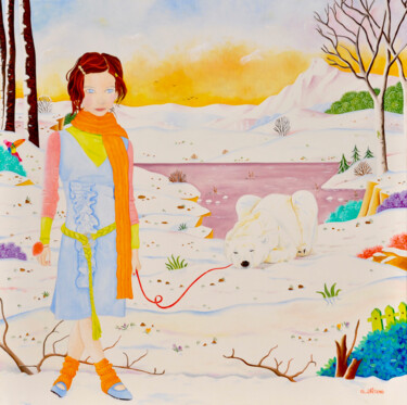 Pittura intitolato "EGLANTINE AUX RICOC…" da Martine Alison, Opera d'arte originale, Olio Montato su Telaio per barella in l…
