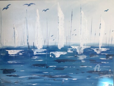 Pittura intitolato "mer bleue" da Martine Chalet-Aspert, Opera d'arte originale, Acrilico