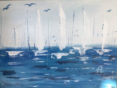 Schilderij getiteld "mer bleue" door Martine Chalet-Aspert, Origineel Kunstwerk, Acryl