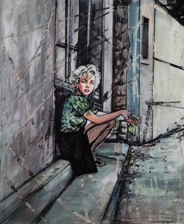 Painting titled "Marilyn 3" by Martine Banacer, Original Artwork, Acrylic Mounted on Wood Stretcher frame