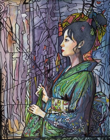 Pintura titulada "japonaise" por Martine Banacer, Obra de arte original, Acuarela