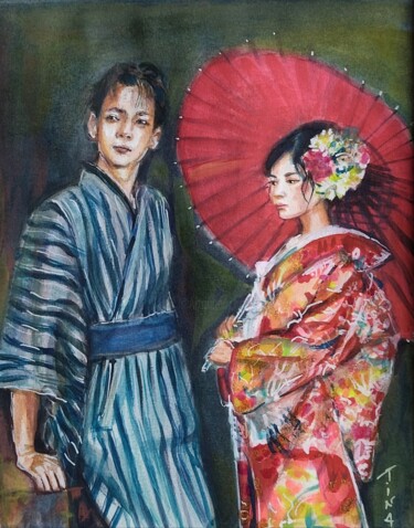 Pintura titulada "Japon" por Martine Banacer, Obra de arte original, Acuarela