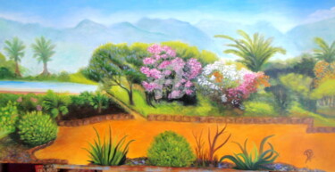 Peinture intitulée "Jardin Provençal" par Martine Bonnerave, Œuvre d'art originale, Huile