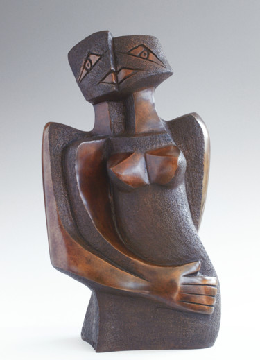 Skulptur mit dem Titel ""Histoire de couple"" von Martine Camors, Original-Kunstwerk, Bronze