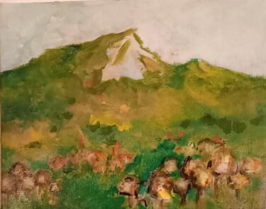 Malarstwo zatytułowany „La montagne Ste Vic…” autorstwa Martine Catteau  Delaroque, Oryginalna praca, Akryl