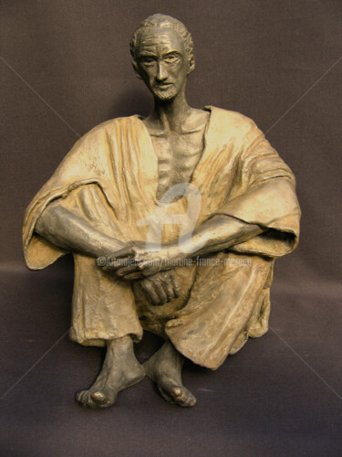 Sculpture intitulée "le penseur" par Martine France Moreau, Œuvre d'art originale, Bronze