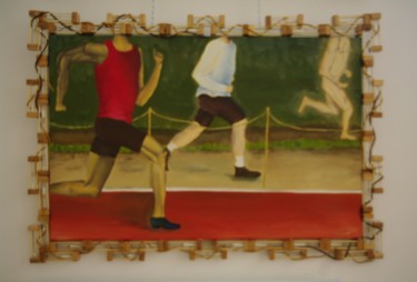 Pintura titulada "Le temps qui cours" por Martine Gagnon, Obra de arte original, Oleo