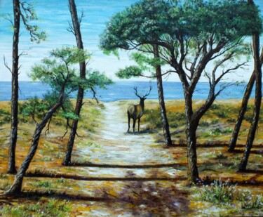 Painting titled "Forêt de la Coubre" by Martine Lacotte, Original Artwork, Oil