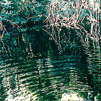 Peinture intitulée "mangrove 3" par Martine Lafont, Œuvre d'art originale, Huile Monté sur Châssis en bois